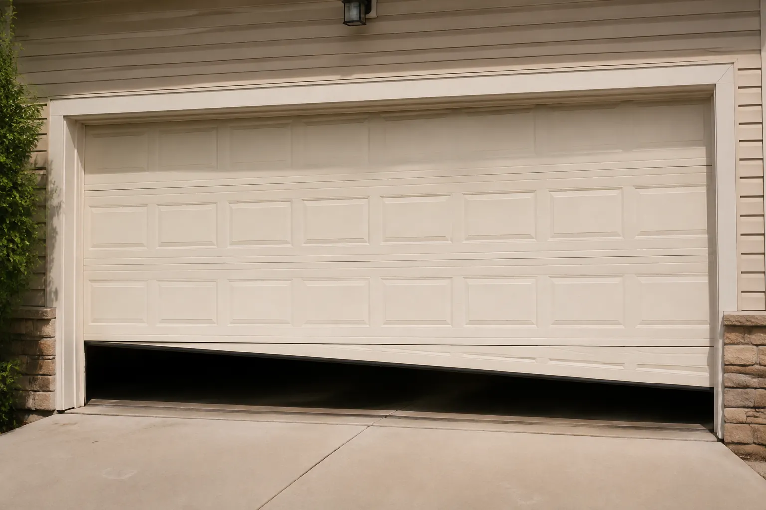 Garage door requiring emergency repair