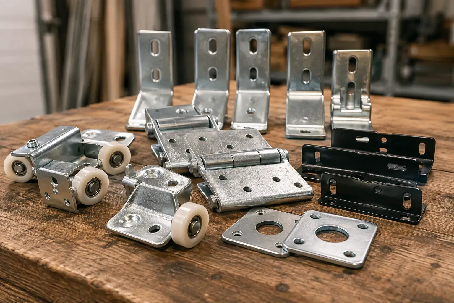 Garage door hardware and replacement parts