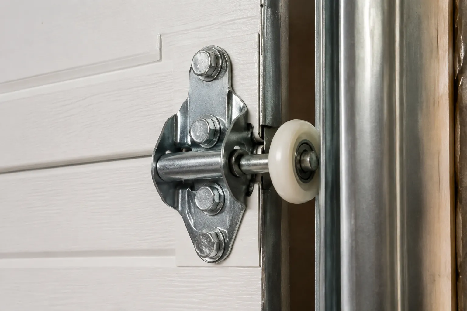 Garage door roller and hinge